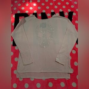VS Pink skull bling gem knit pullover Sz s